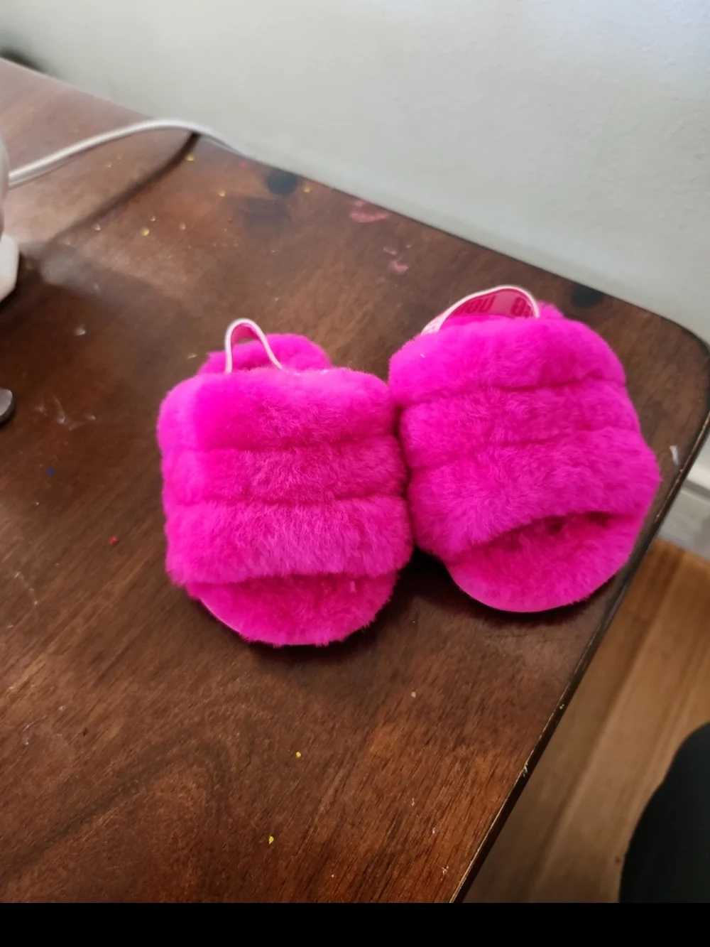 UGG FLUFF YEAH SLIDE ROCK ROSE MOCASSIN SLIP ON SANDAL US 4/5 UK 4